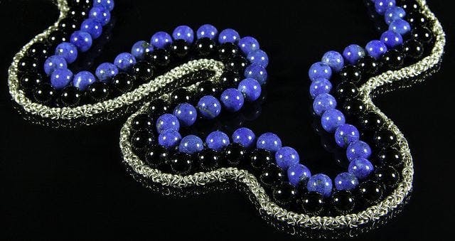 bead and necklace size charts - lapis, onyx, and silver