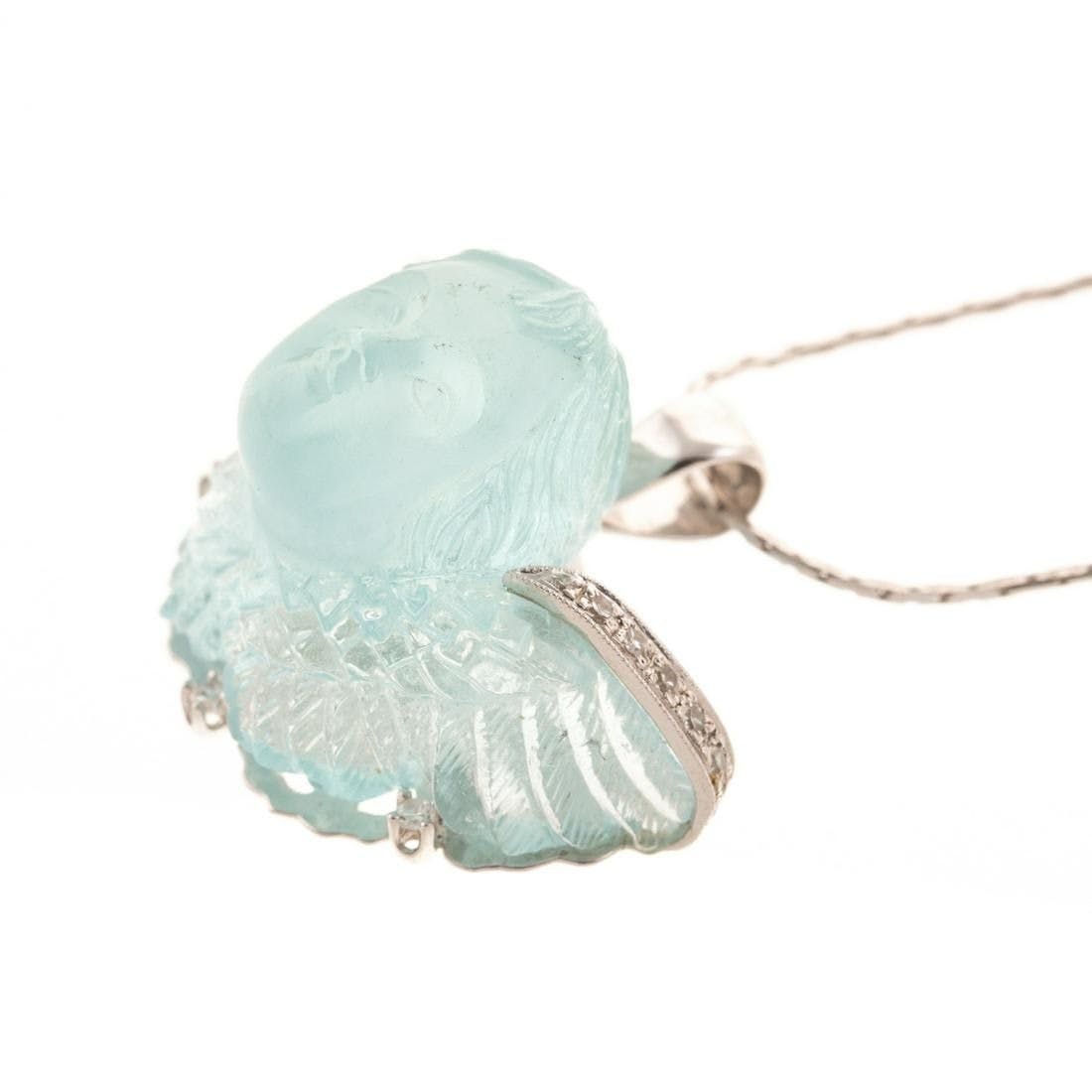 necklace with synthetic aquamarine