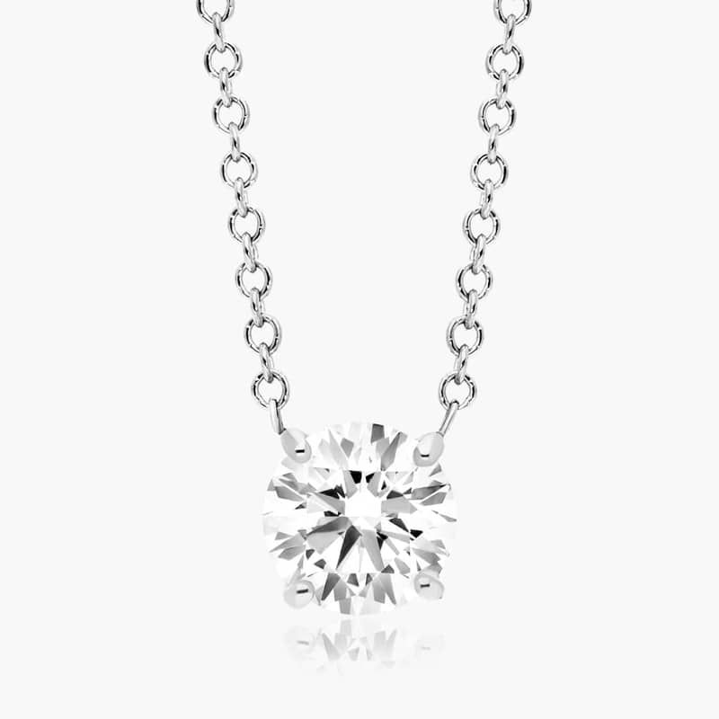 14K White Gold Four Prong Basket Solitaire Lab Created Diamond Pendant (0.25 CTW - F-G / VS2-SI1)