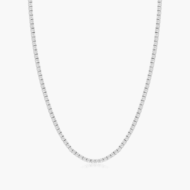 14K White Gold Straight Lab Created Diamond Tennis Necklace (5.00 CTW - F-G / VS2-SI1)