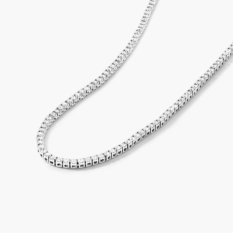 14K White Gold Straight Lab Created Diamond Tennis Necklace (5.00 CTW - F-G / VS2-SI1)