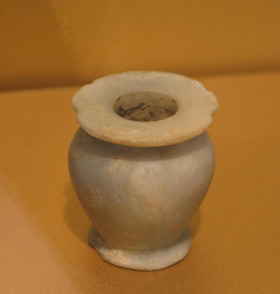Ancient Egyptian anhydrite kohl jar