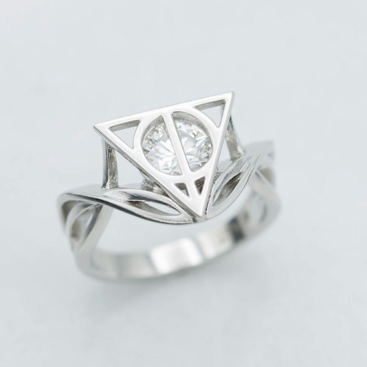 CustomMade Deathly Hallows Engagement Ring