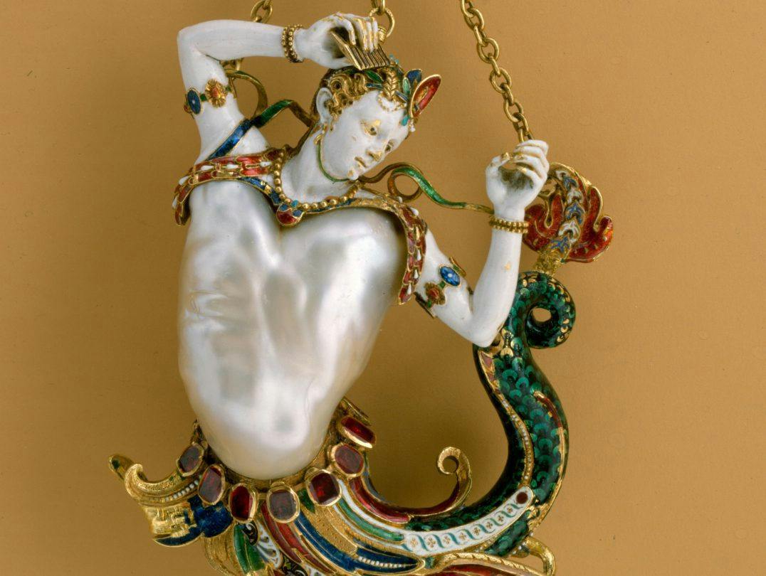 siren pendant, front - baroque pearl