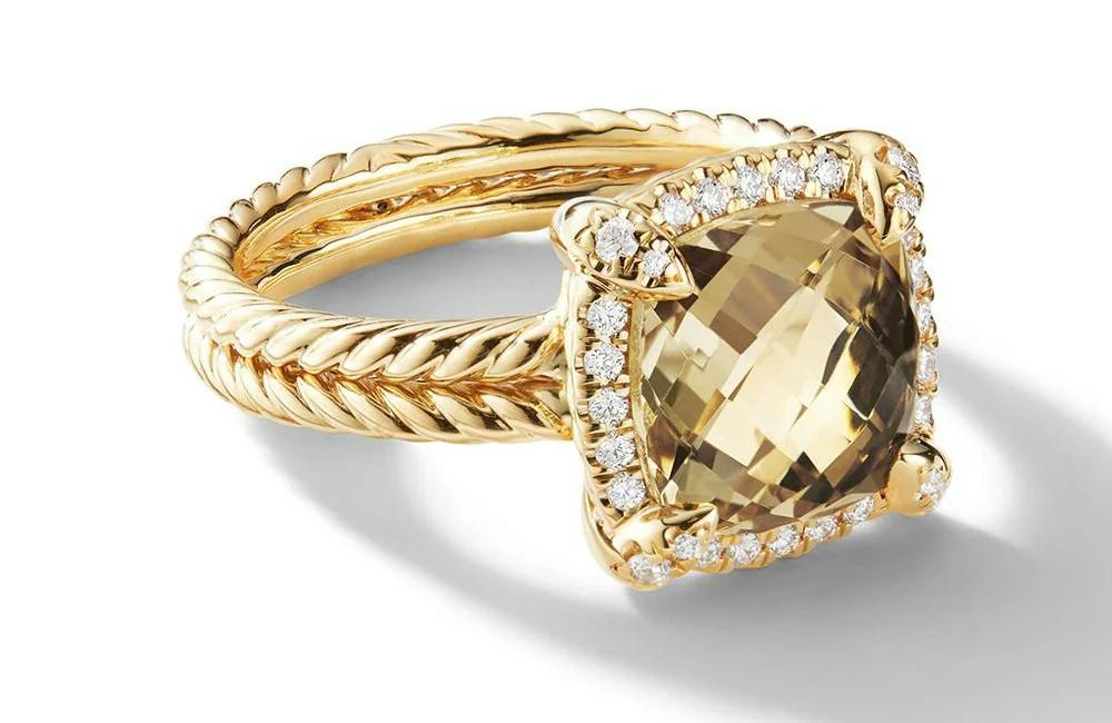 David Yurman 18kt yellow gold Châtelaine citrine and diamond ring
