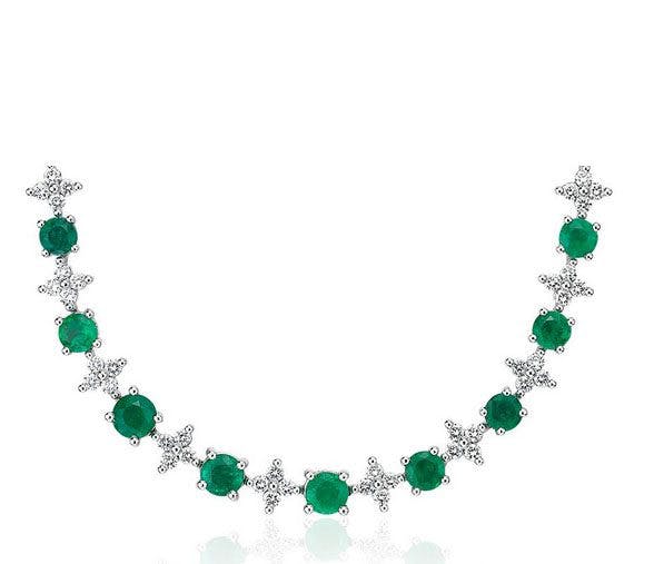 Emerald & Diamond Graduated Eternity Necklace Blue Nile