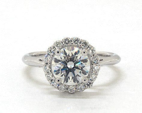 Lab-Created 1.30 carat Round cut Halo engagement ring IN 14K White Gold James Allen