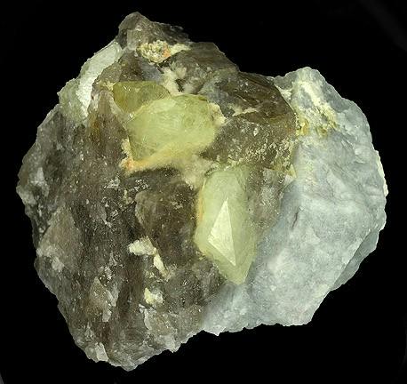 rhodizites and smoky quartz - Madagascar
