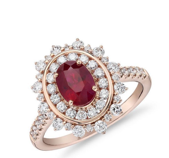 Oval Ruby Ring Blue NIle