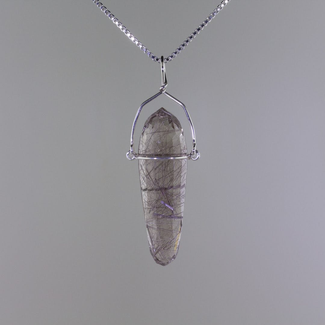 gemstone pendulum - bronze rutile quartz pendant