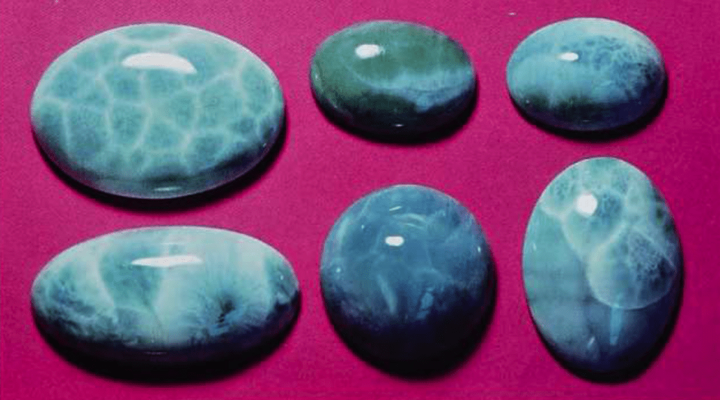 Larimar (pectolite) cabochon set