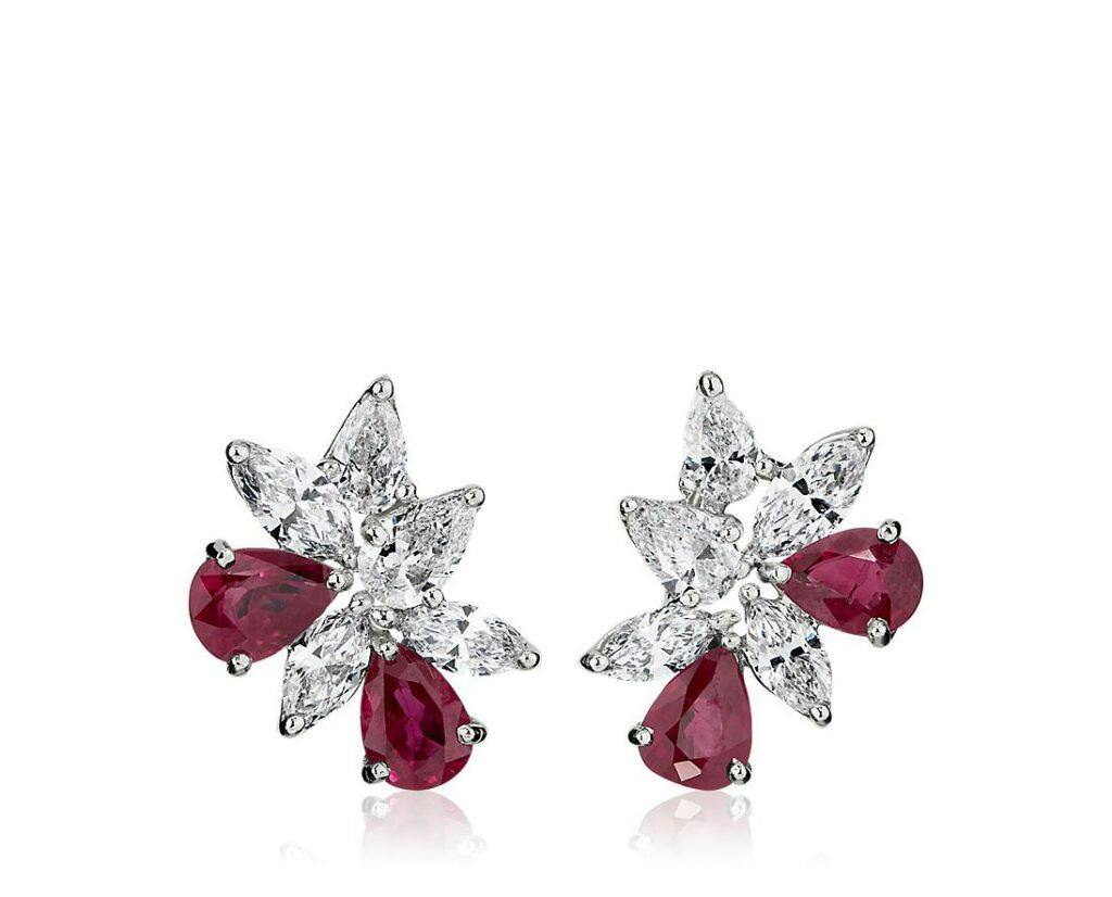 Ruby and Diamond Cluster Earring Blue Nile