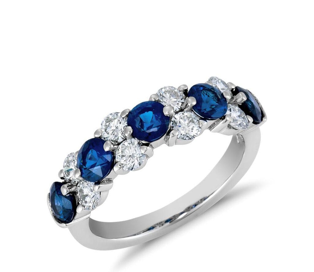 Sapphire and Diamond Garland Ring Blue NIle