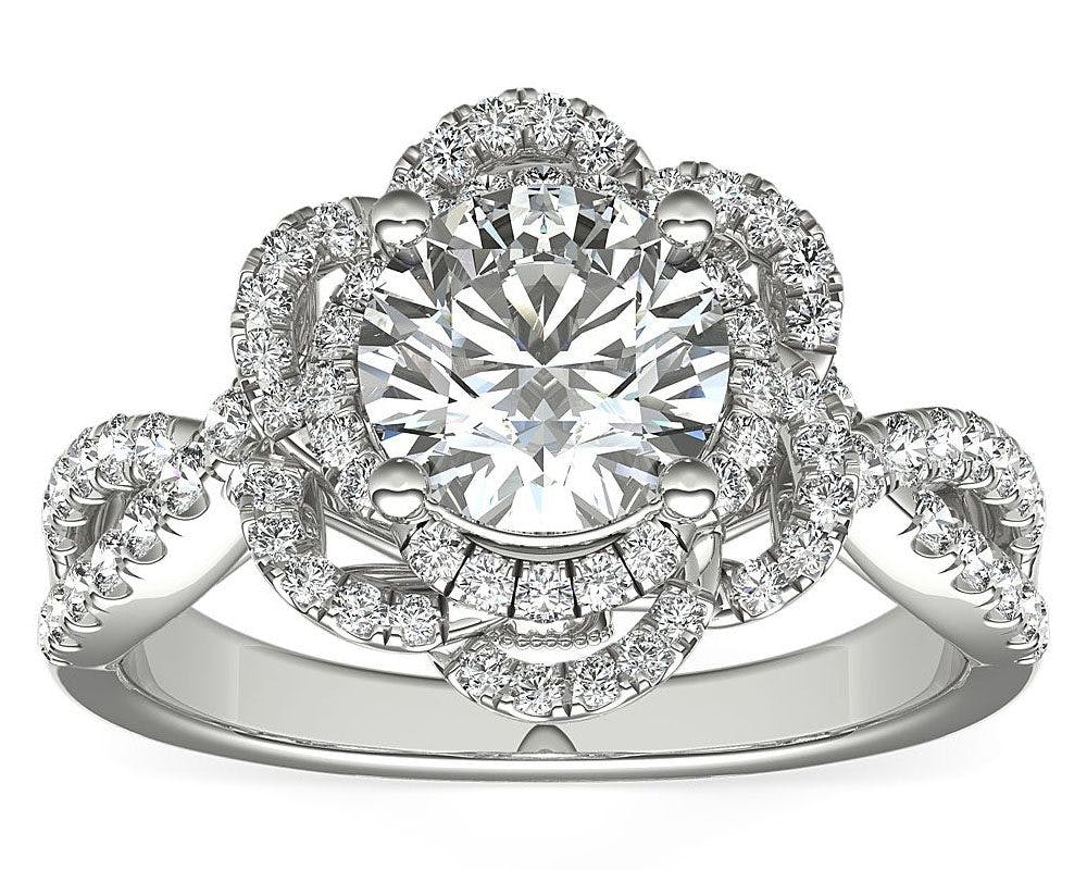 ZAC Zac Posen Open Lace Floral Twist Diamond Engagement Ring in 14k White Gold Blue Nile