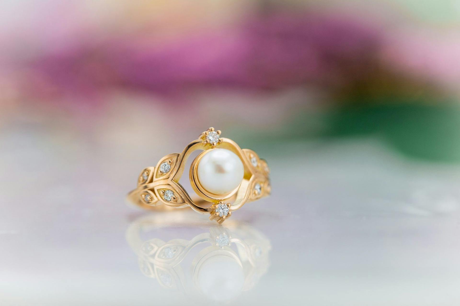 akoya pearl engagement ring - akoya pearls