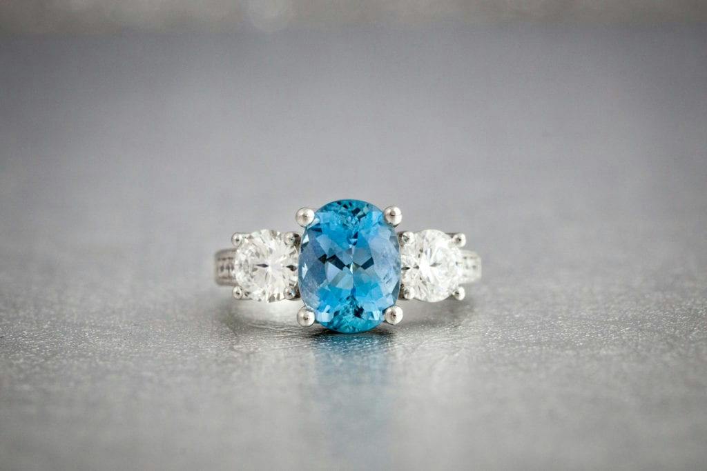 aquamarine - colored gemstone engagement rings