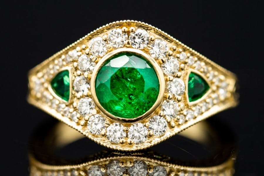 art deco emerald - engagement ring setting