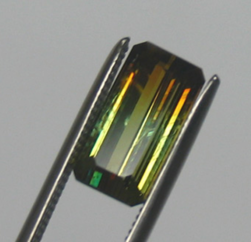 bi-colored andradite - emerald cut