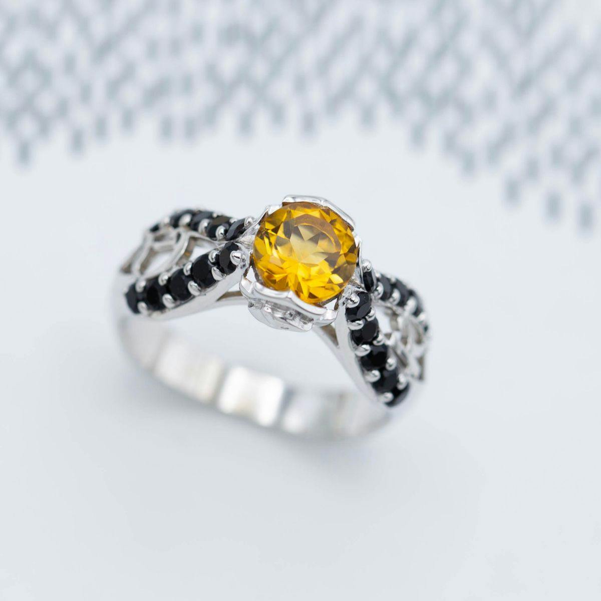citrine engagement ring with onyx accents