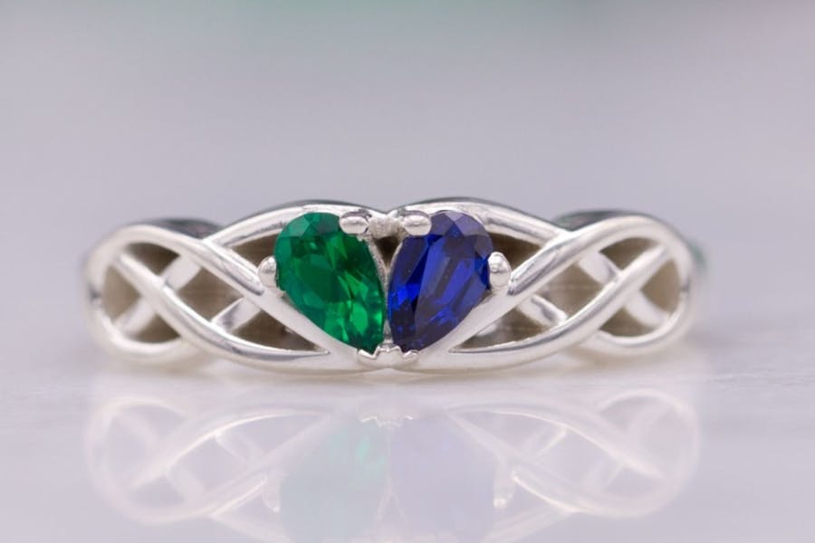 two-stone emerald and sapphire - engagement ring setting
