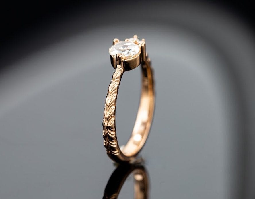 engraved band - engagement ring setting