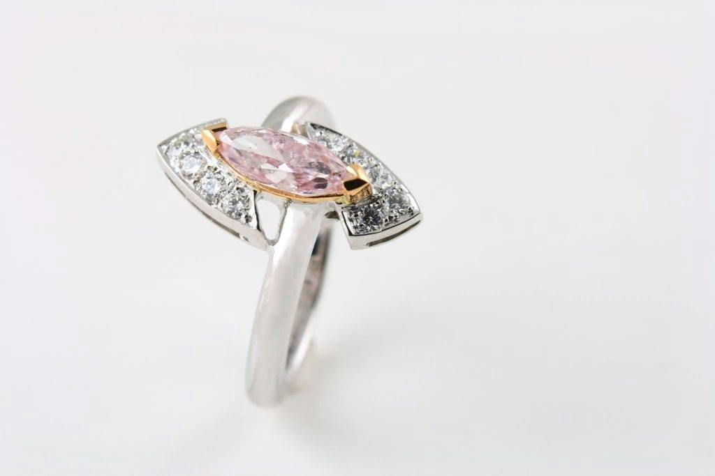 fancy colored pink diamond buying guide - marquis cut 1.04 ct