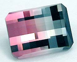 tri-color tourmaline with a Smith Bar cut - cutting and selling gemstones