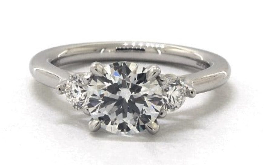 lab-created diamond in a platinum engagement ring