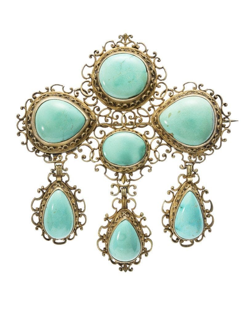 brooch with turquoises - German, 19th century