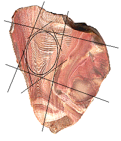 outline and saw lines - cabochon cutting