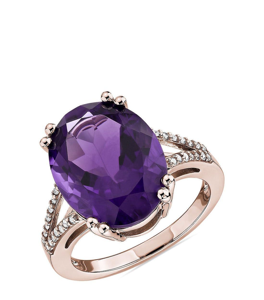 Oval Amethyst Statement Ring in 14k Rose Gold Blue Nile