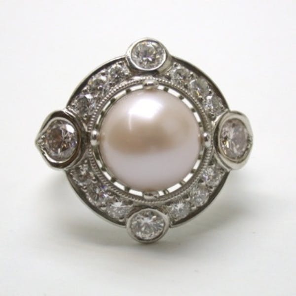 natural pink pearl ring - front