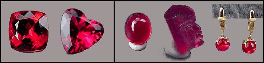 rubellite jewelry and carvings