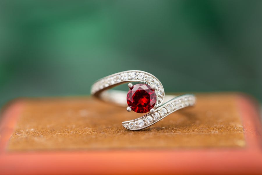 scultural ruby engagement ring