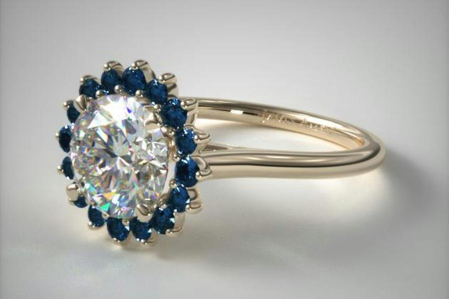sapphire sunburst halo - engagement ring setting