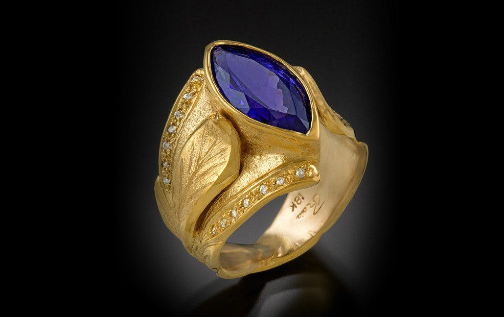 tanzanite buying - ring with 18k gold and diamonds