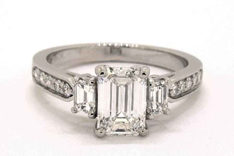 emerald-cut three stone - engagement ring setting