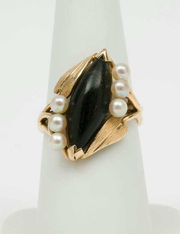 coral and pearl ring