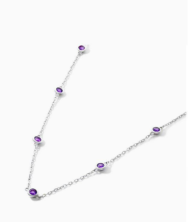 14K White Gold Amethyst Station Necklace James Allen