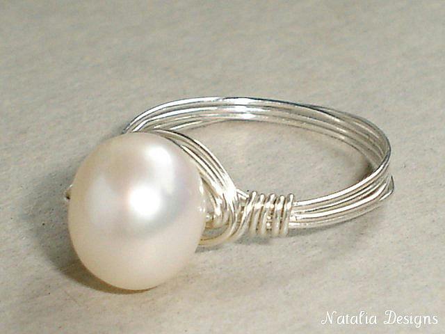 sterling silver ring with cultured pearl