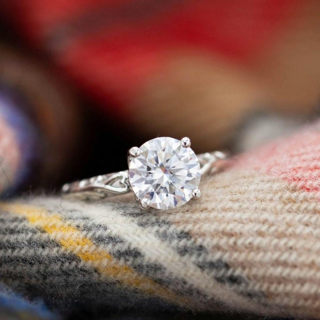 moissanite center - ethical engagement ring