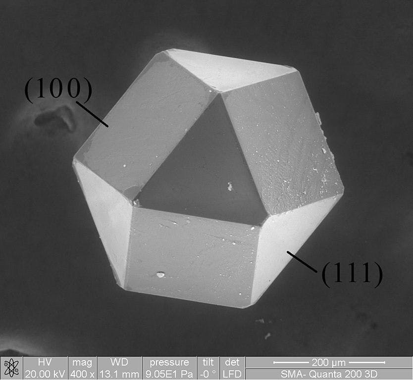 lab-grown diamond production - cuboctahedron crystal
